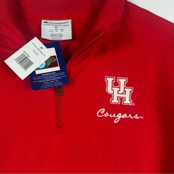 Champion UH Cougars Textured Quarter-Zip Men’s Pullover Sweater Size XLarge - Picture 5 of 8